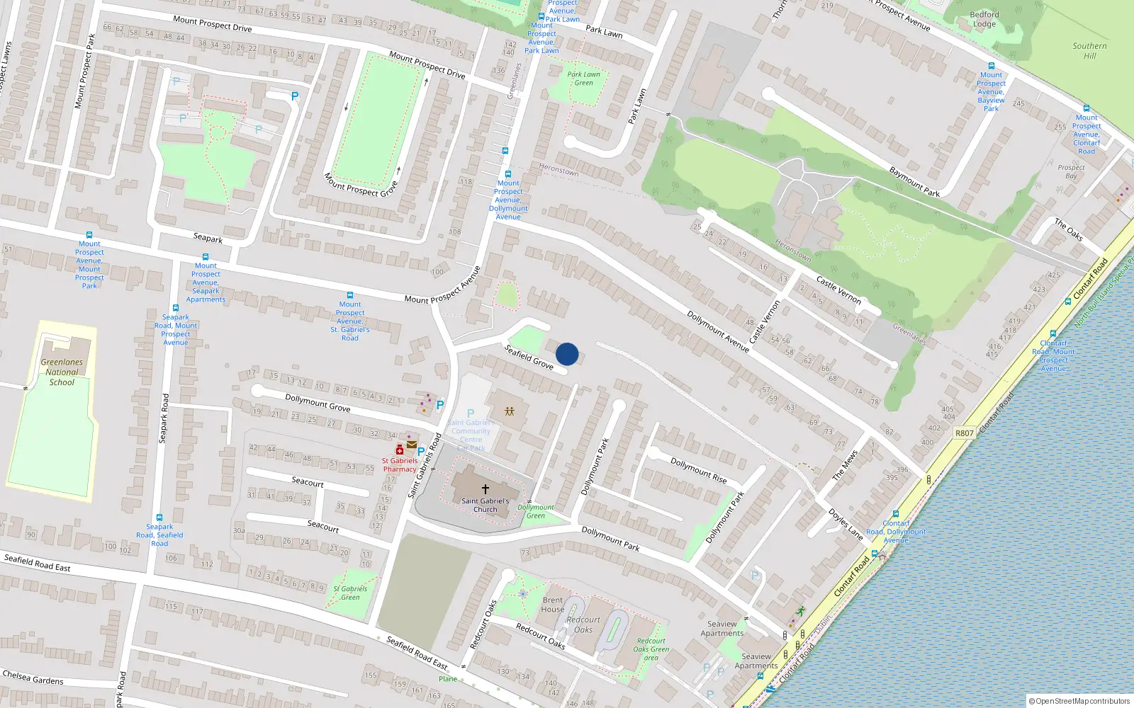 Overhead map showing the location of 3 Seafield Grove, Clontarf, Dublin 3
