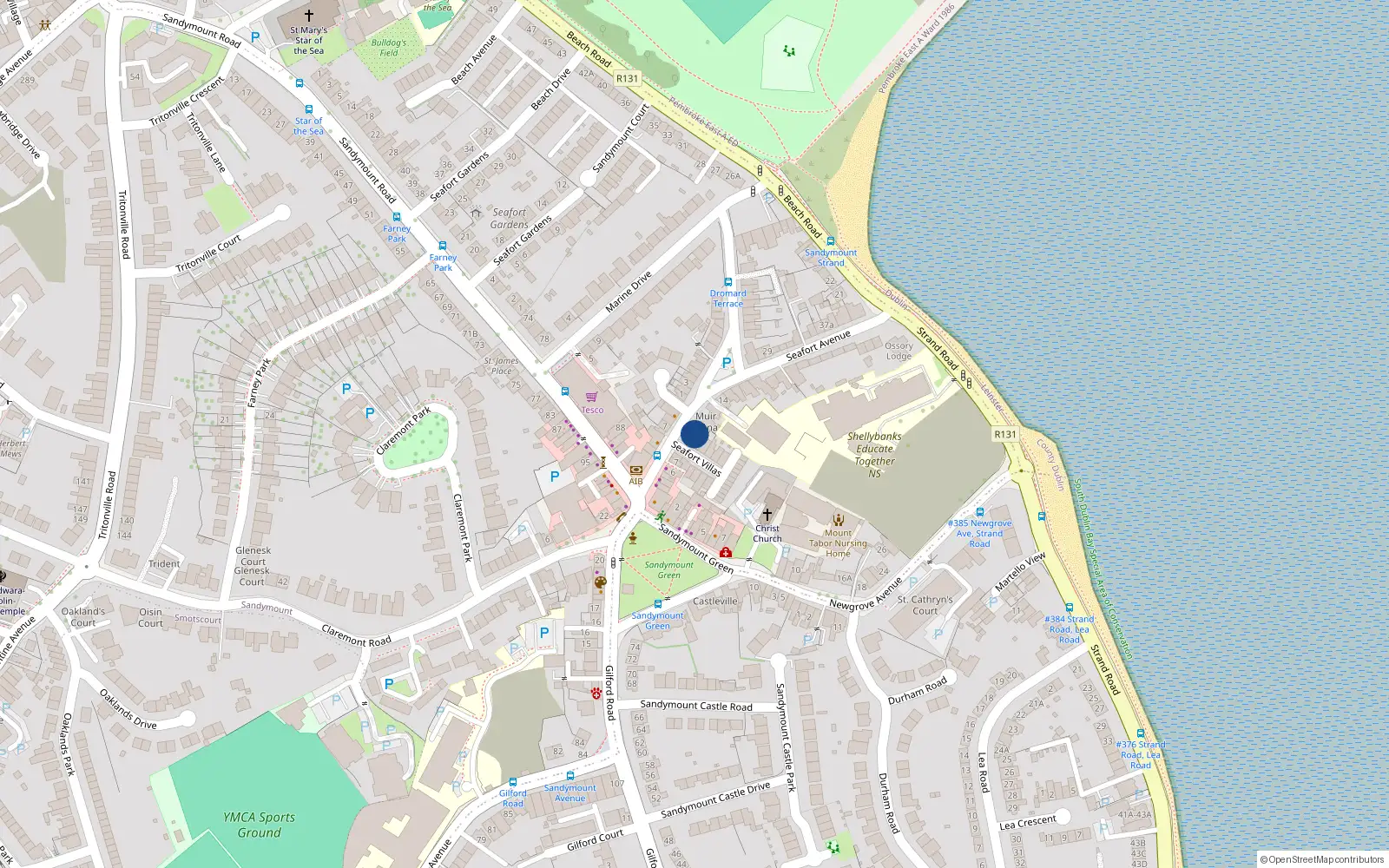 Overhead map showing the location of 3 Seafort Avenue, Sandymount