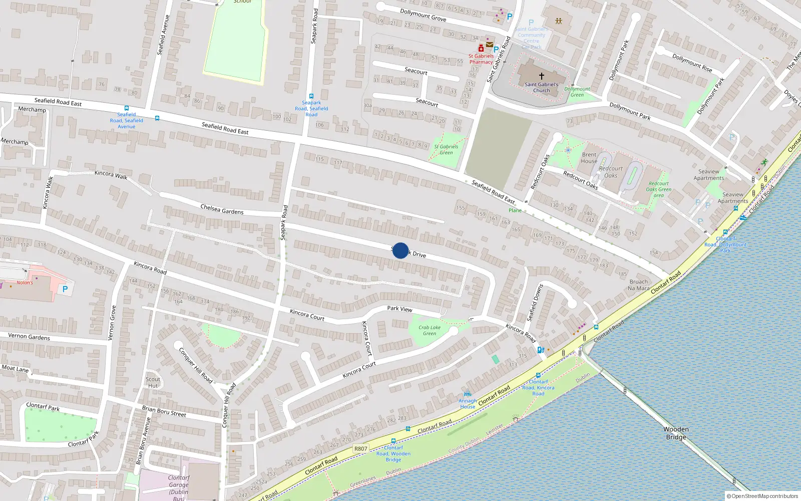 Overhead map showing the location of 3 Seapark Drive, Dublin 3