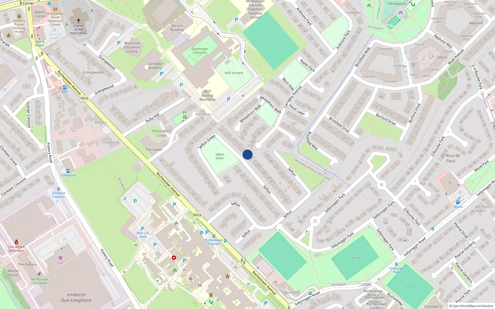 Overhead map showing the location of 3 Sefton Green, Dublin