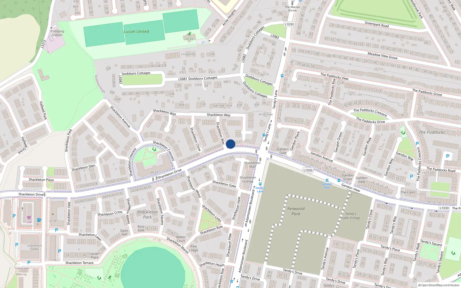 Overhead map showing the location of 3 Shackleton Drive, Lucan