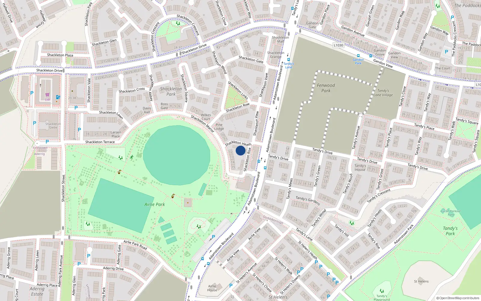 Overhead map showing the location of 3 Shackleton Heath, Shackleton Park, Lucan