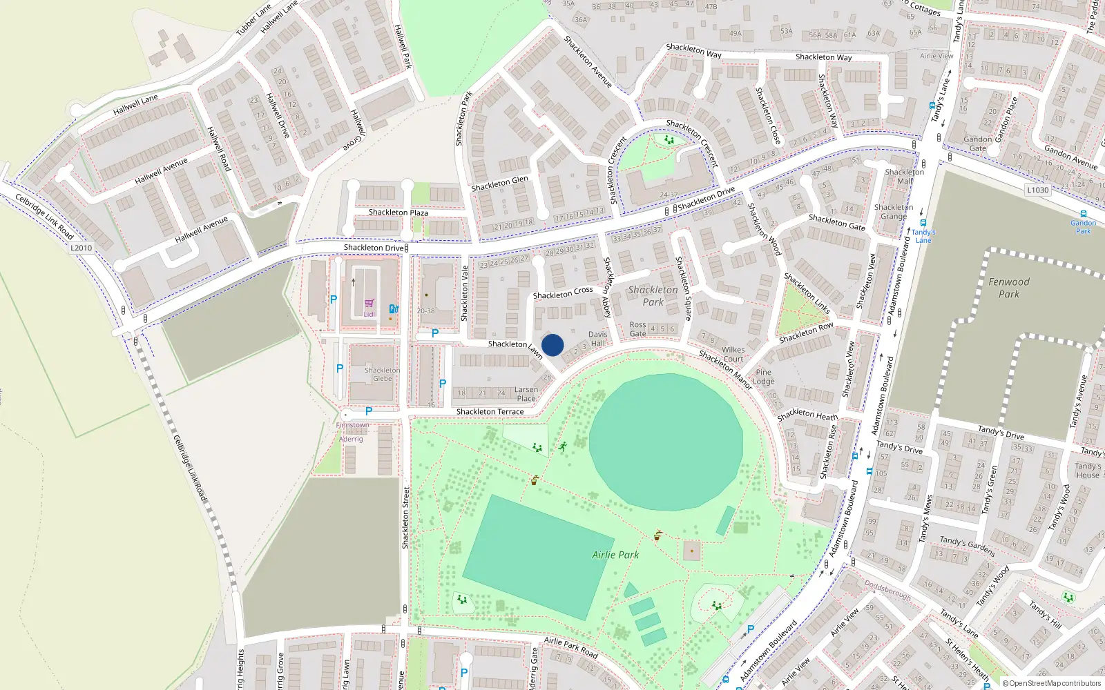 Overhead map showing the location of 3 Shackleton Lawn, Lucan