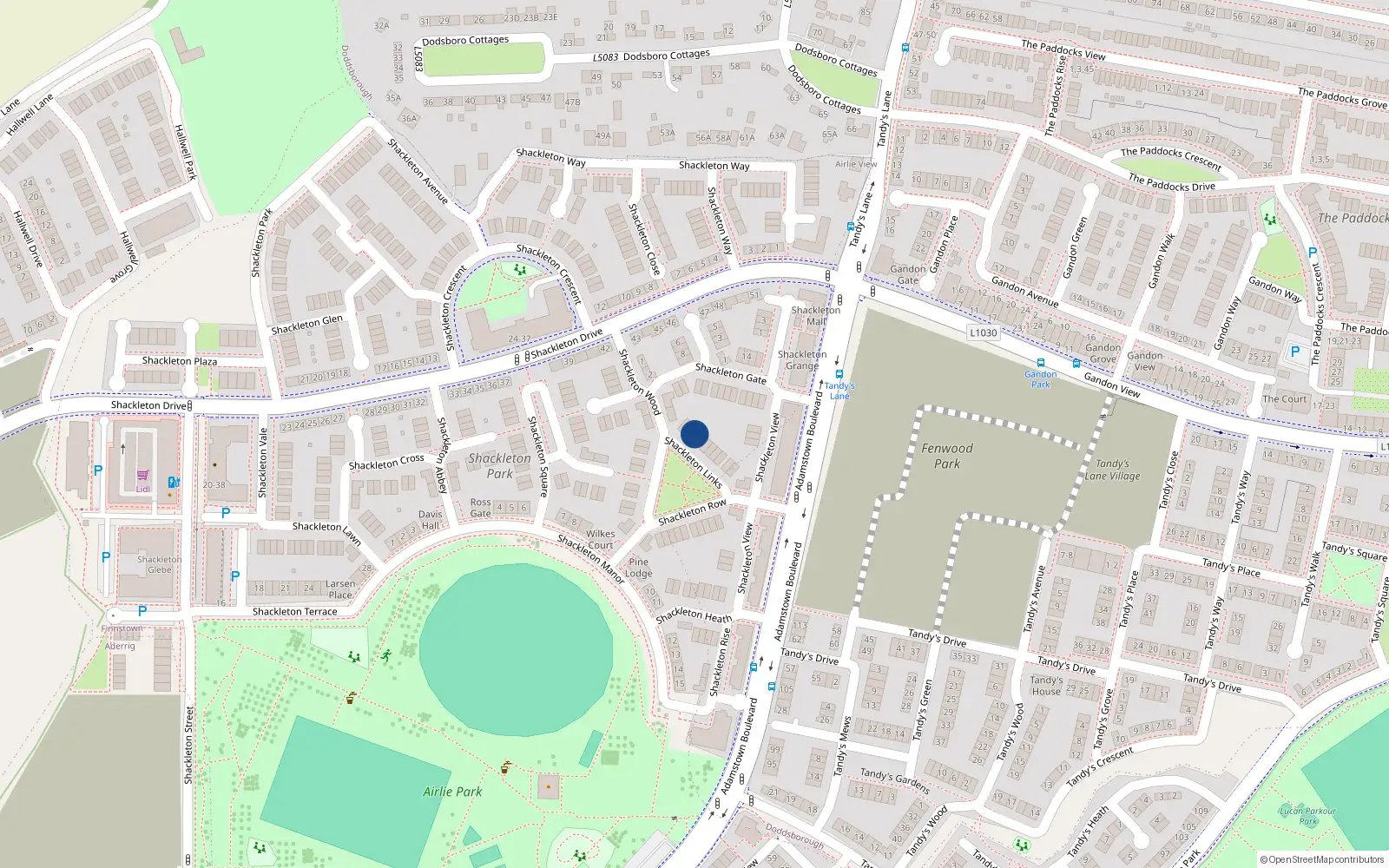 Overhead map showing the location of 3 Shackleton Links, Finnstown