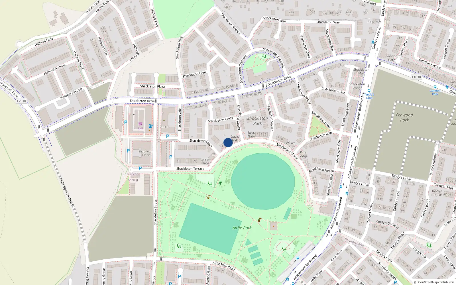 Overhead map showing the location of 3 Shackleton Manor, Lucan