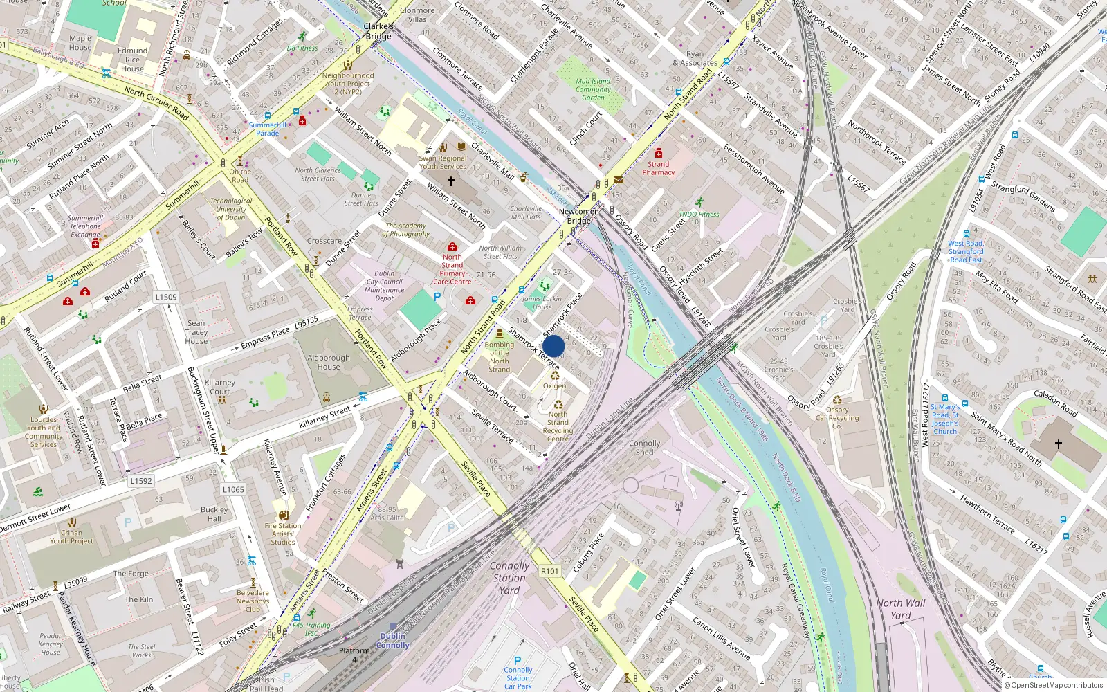 Overhead map showing the location of 3 Shamrock Place, Dublin