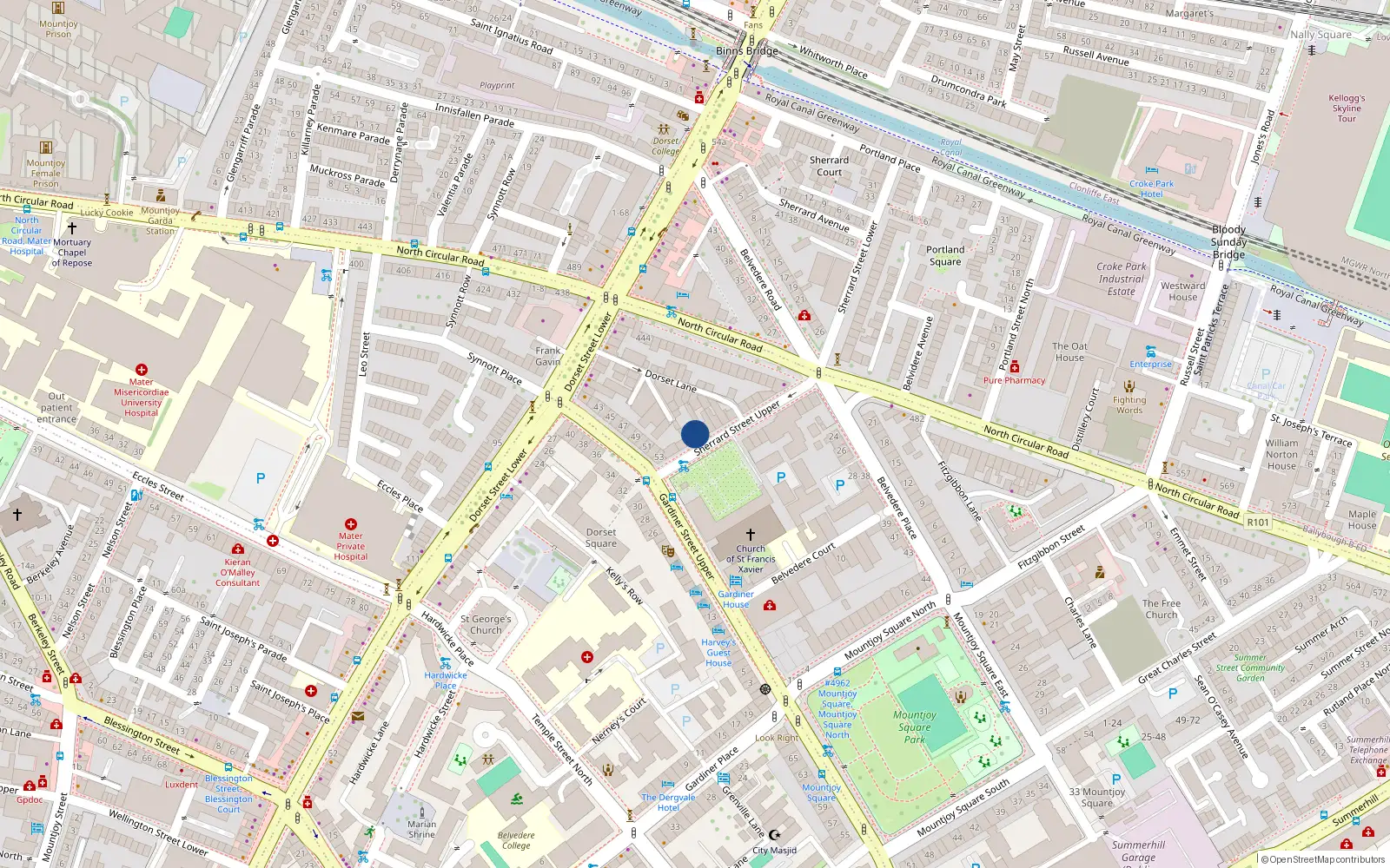 Overhead map showing the location of 3 Sherrard Street Upper, Dublin 1