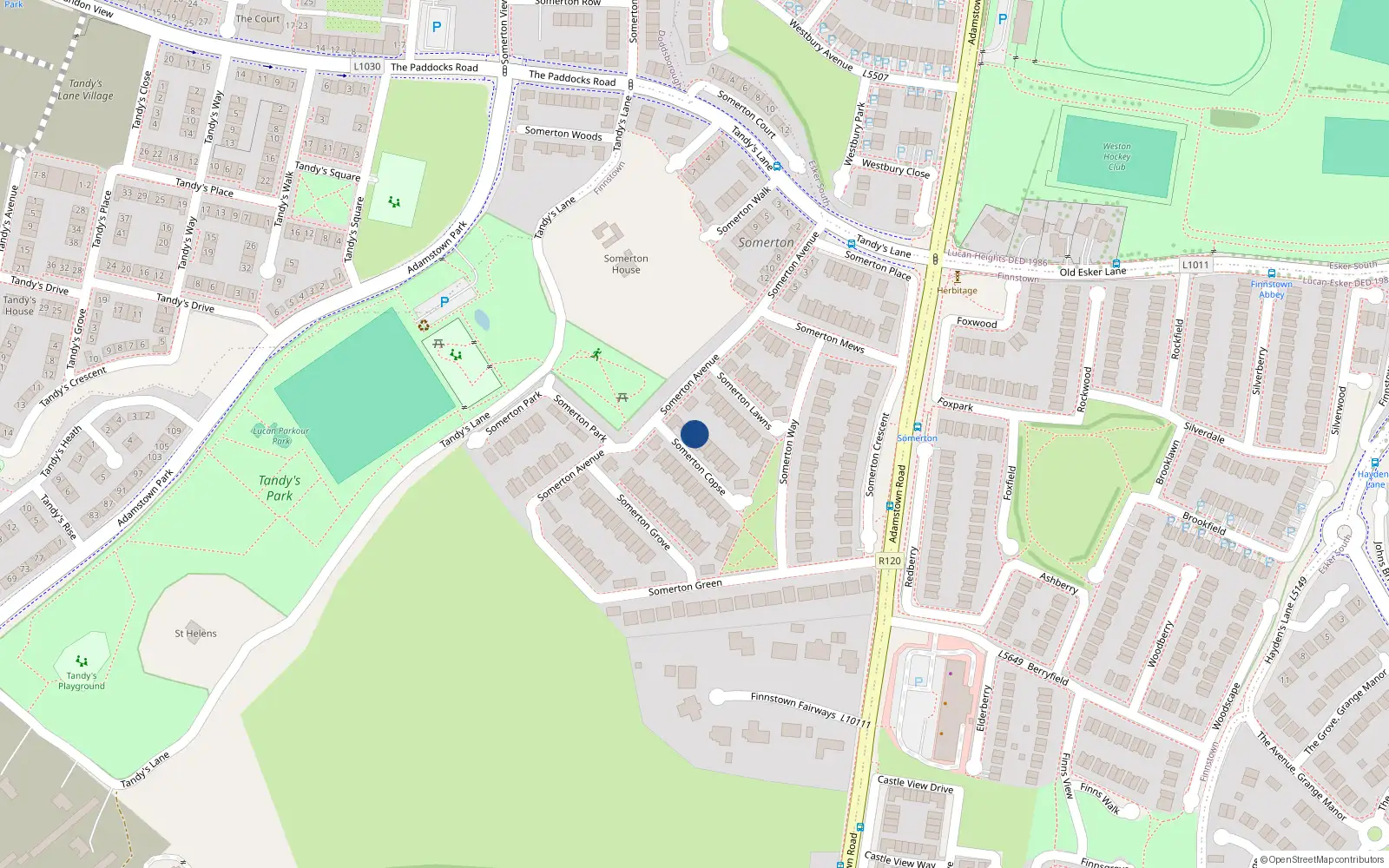 Overhead map showing the location of 3 Somerton Copse, Lucan