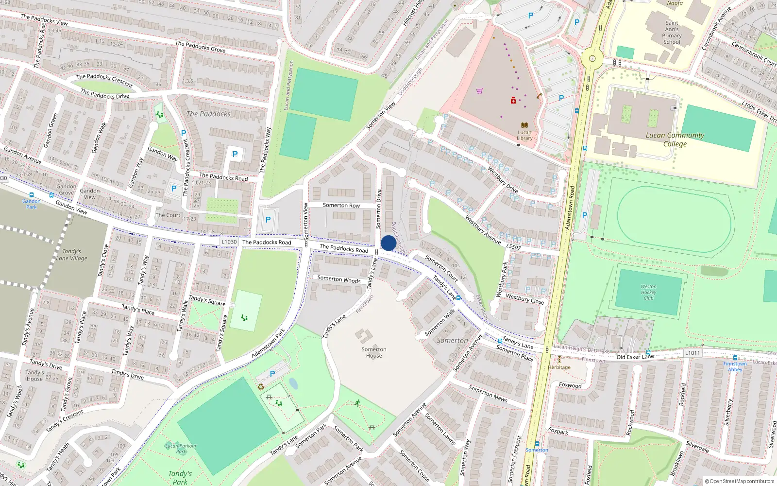 Overhead map showing the location of 3 Somerton Drive, Newcastle Road, Lucan
