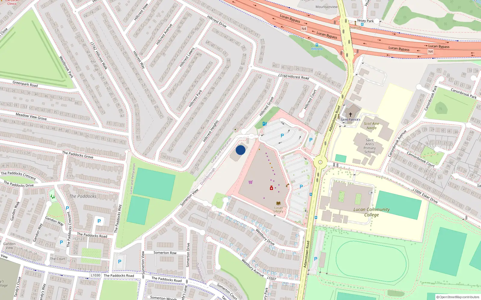Overhead map showing the location of 3 Somerton Gate, Lucan