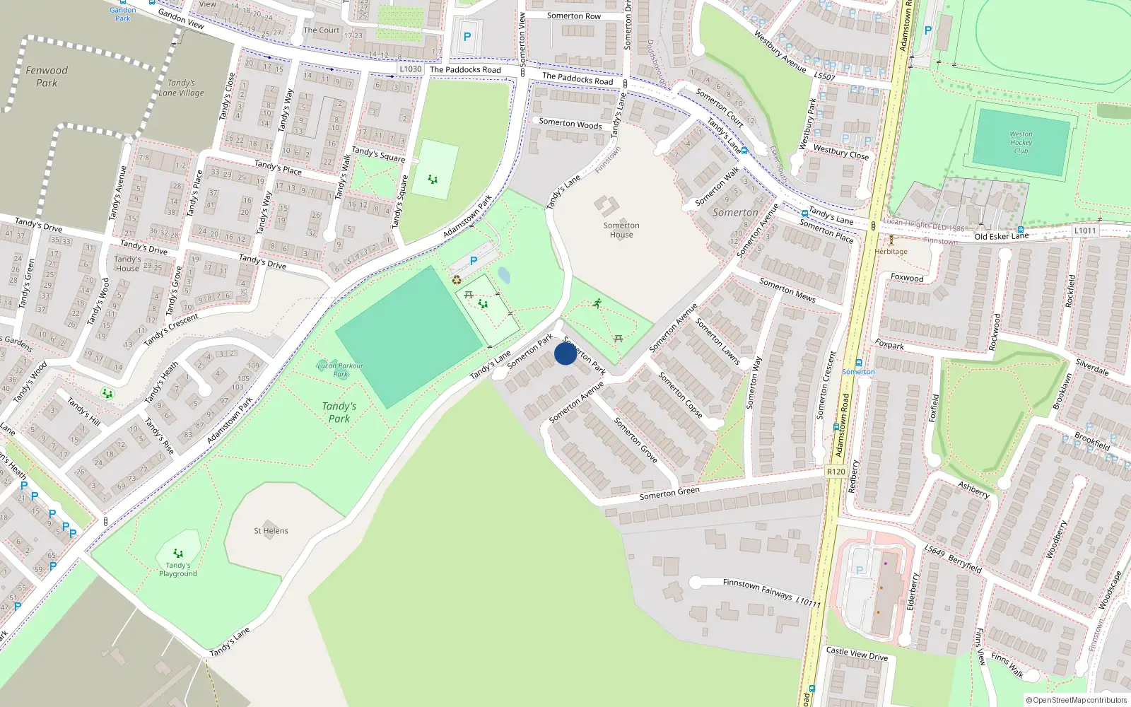 Overhead map showing the location of 3 Somerton Park, Lucan
