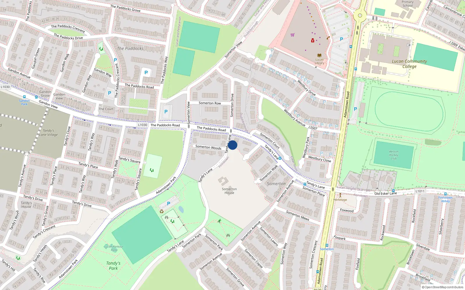 Overhead map showing the location of 3 Somerton Woods, Lucan