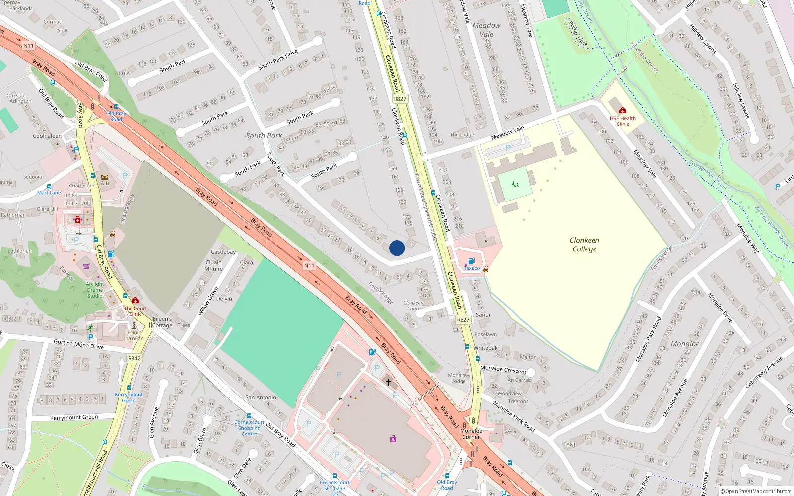 Overhead map showing the location of 3 South Park, Dublin 18