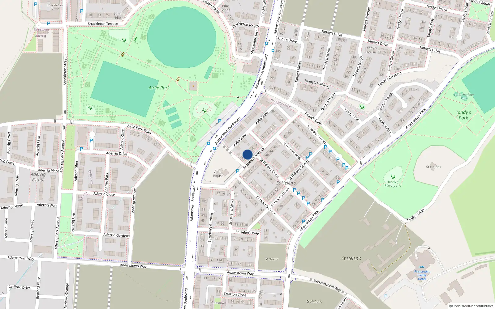Overhead map showing the location of 3 Saint Helen's Avenue, Lucan