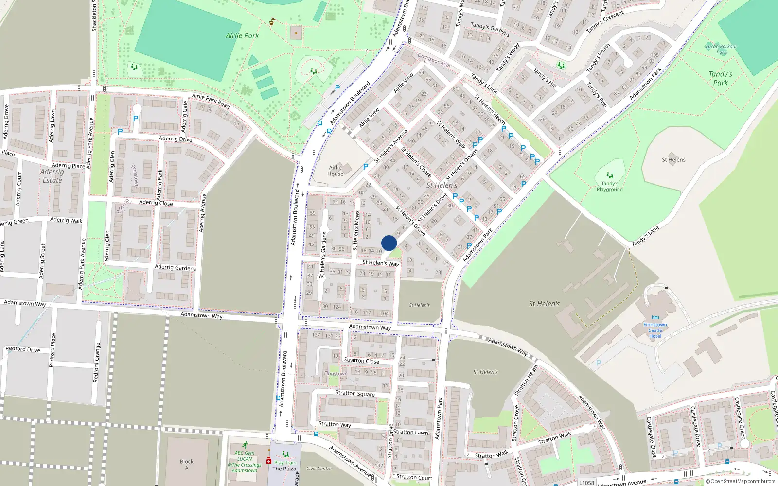 Overhead map showing the location of 3 Saint Helen's Green, Adamstown