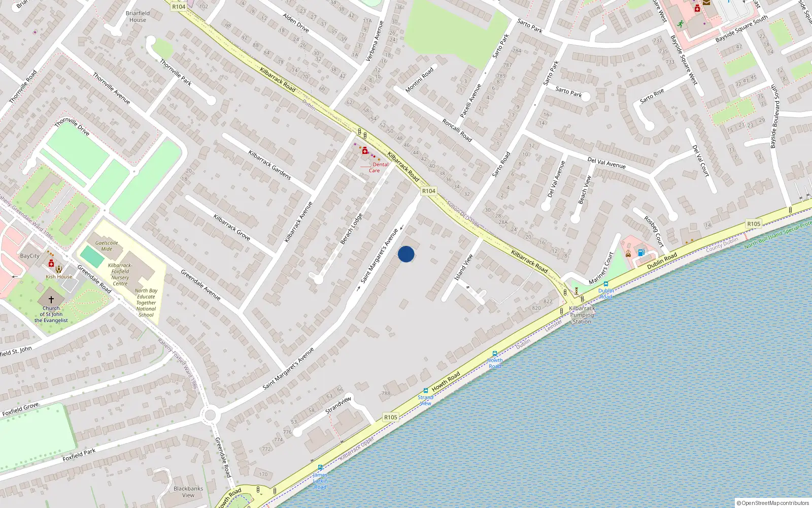 Overhead map showing the location of 3 St Margarets Avenue, Raheny, Dublin 5