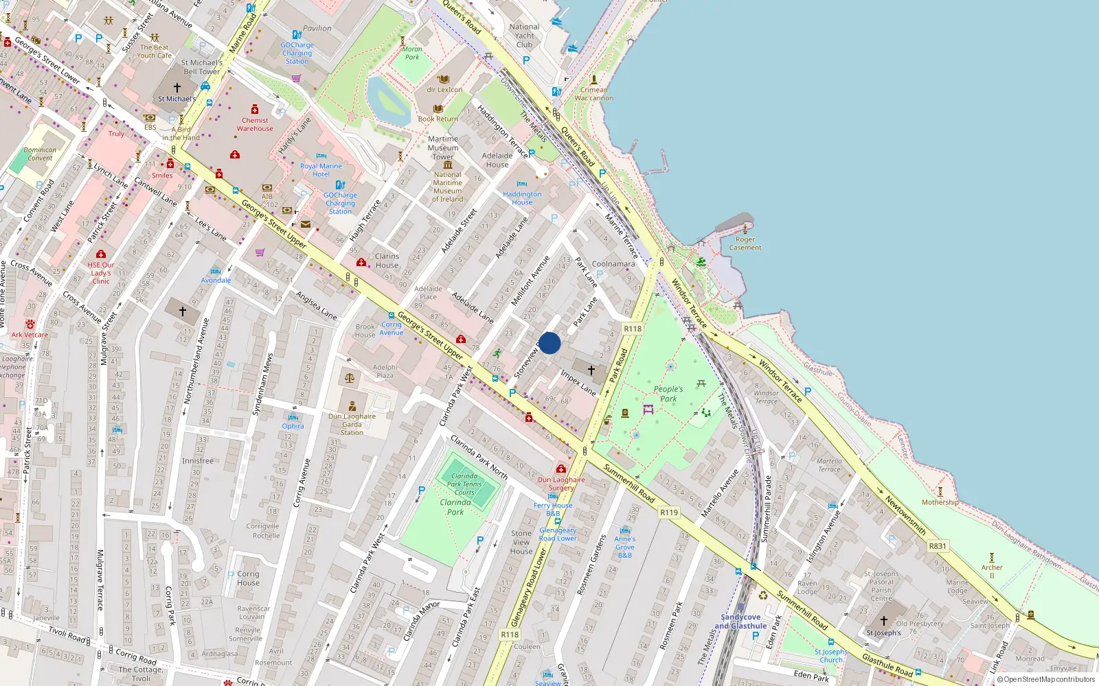 Overhead map showing the location of 3 Stoneview Place, Dublin