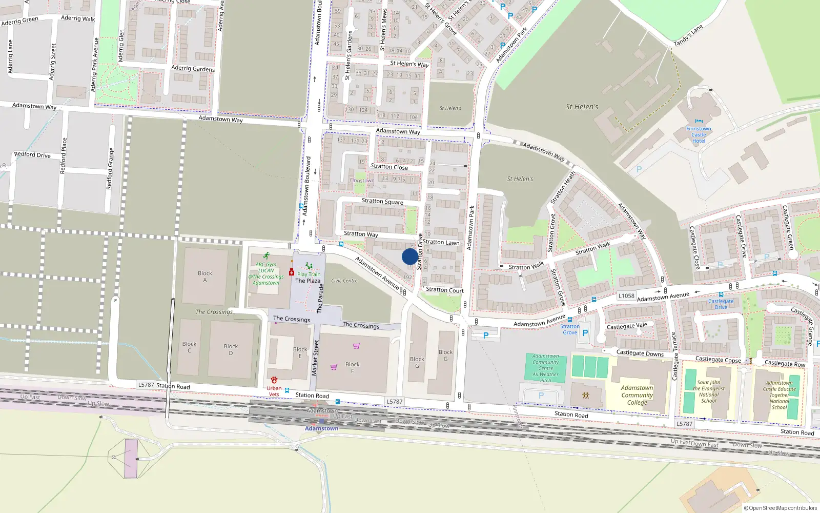 Overhead map showing the location of 3 Stratton Drive, Lucan