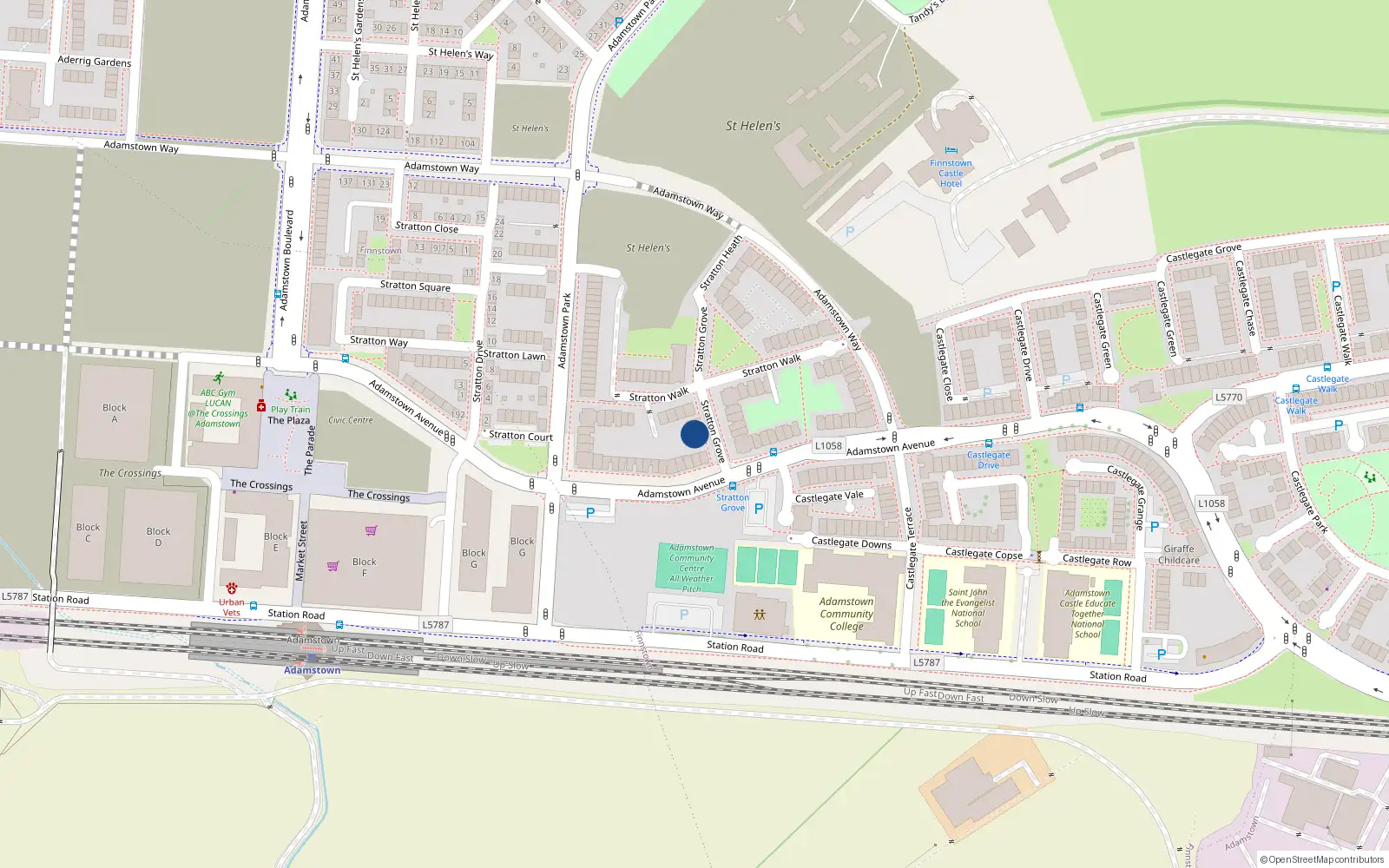 Overhead map showing the location of 3 Stratton Grove, Lucan