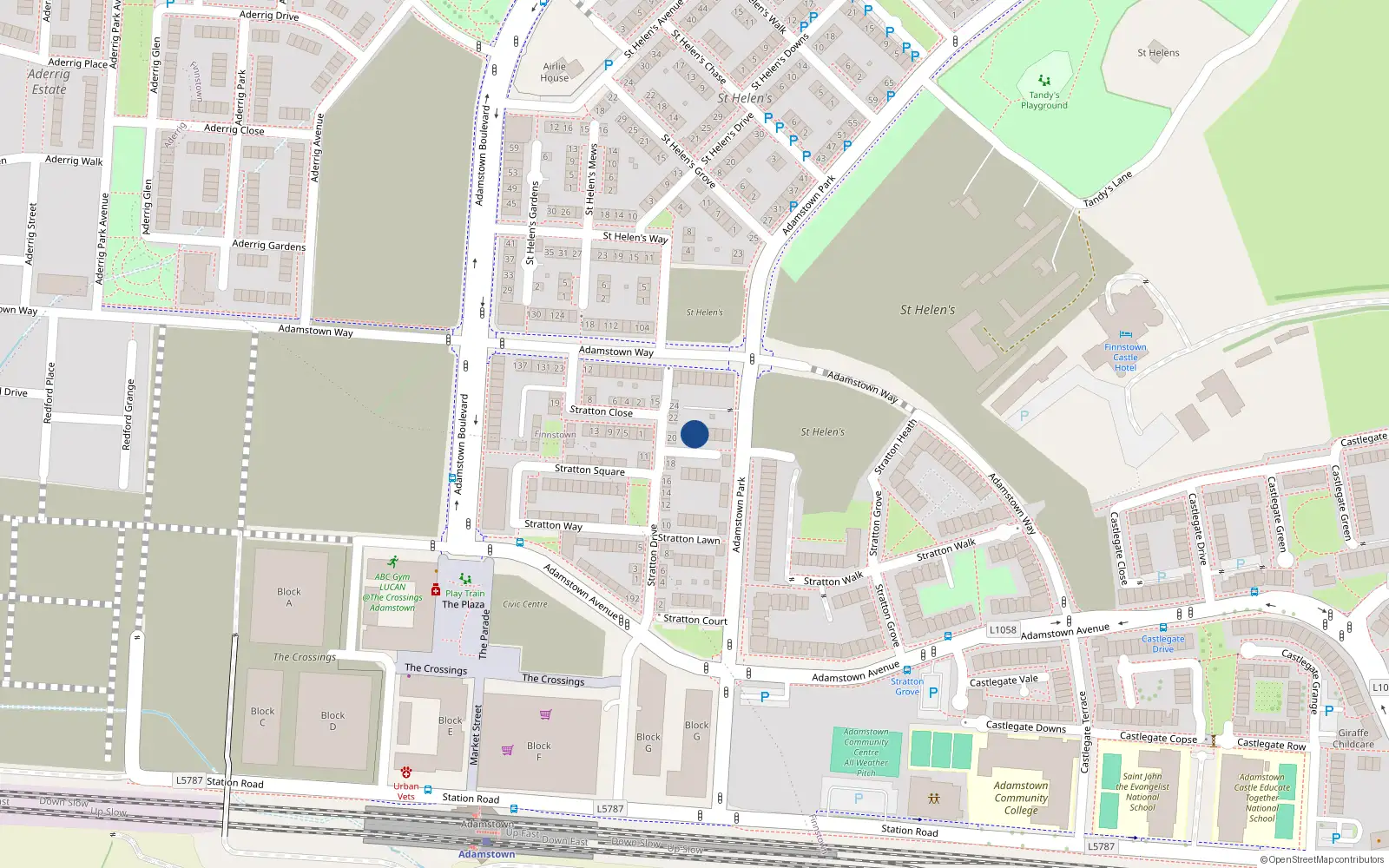 Overhead map showing the location of 3 Stratton Vale, Lucan