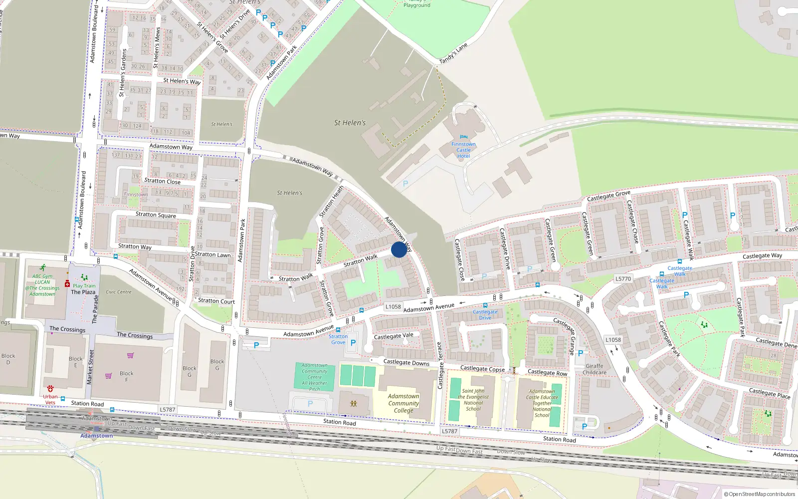 Overhead map showing the location of 3 Stratton Walk, Lucan