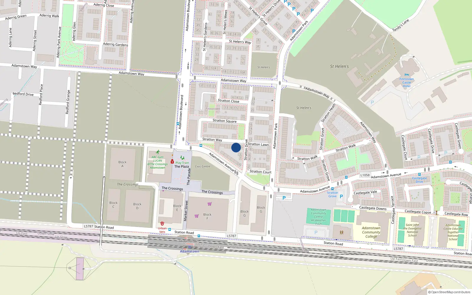 Overhead map showing the location of 3 Stratton Way, Lucan