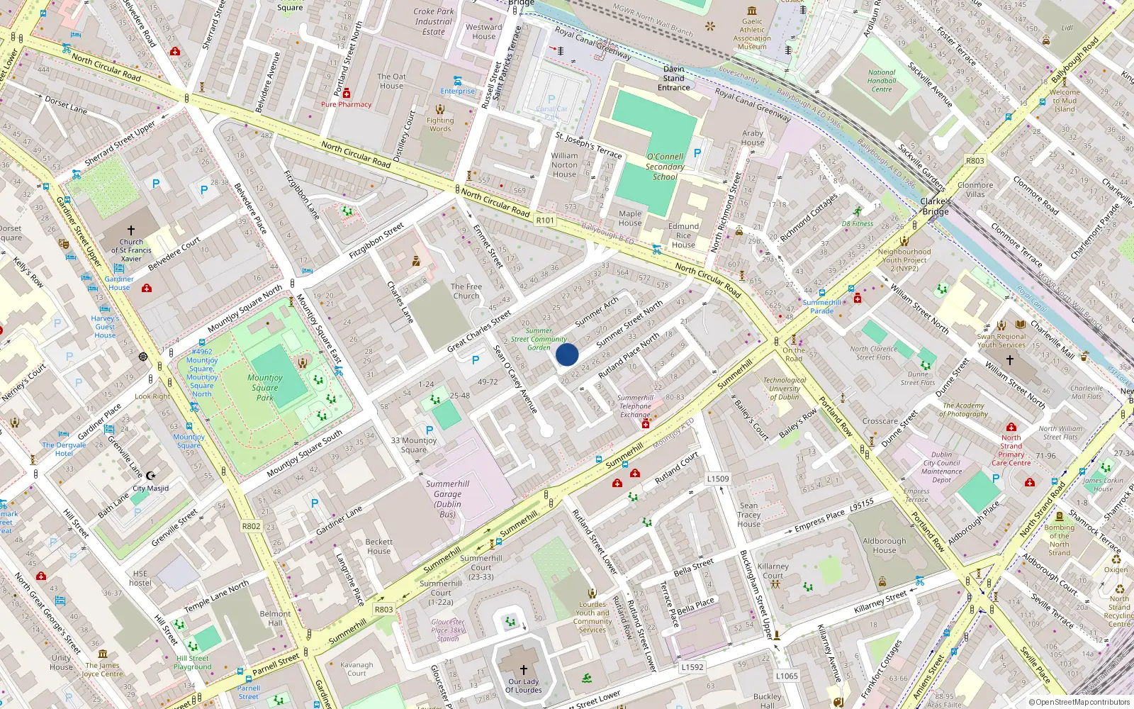 Overhead map showing the location of 3 Summer St North, Dublin 1