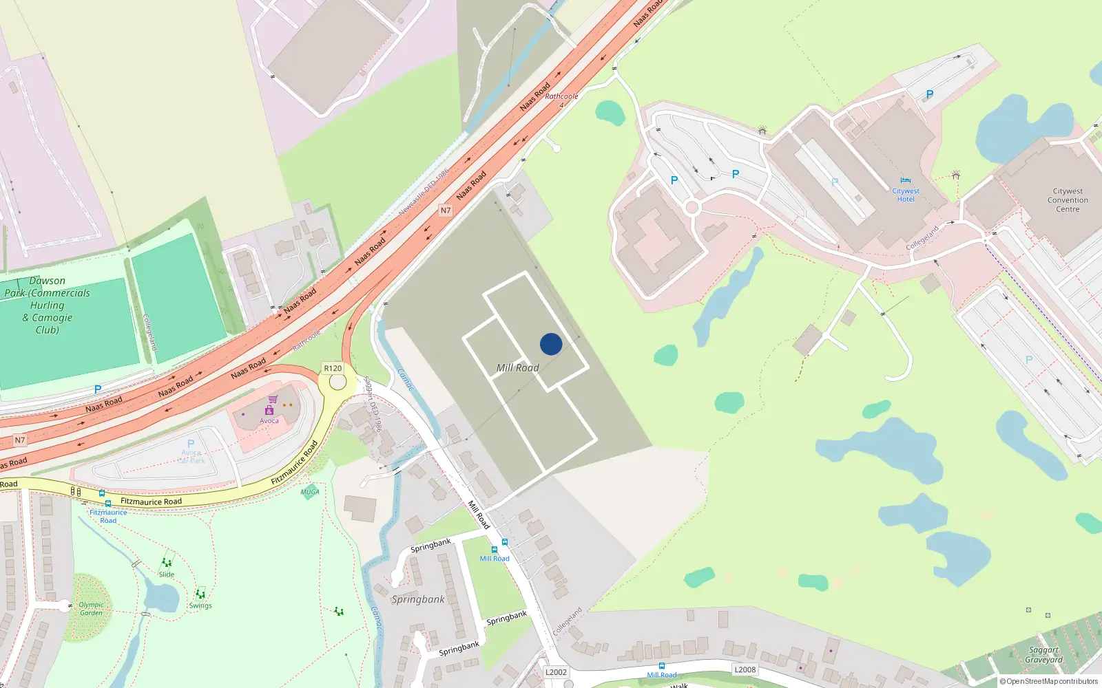 Overhead map showing the location of 3 Swiftbanks Drive, Saggart