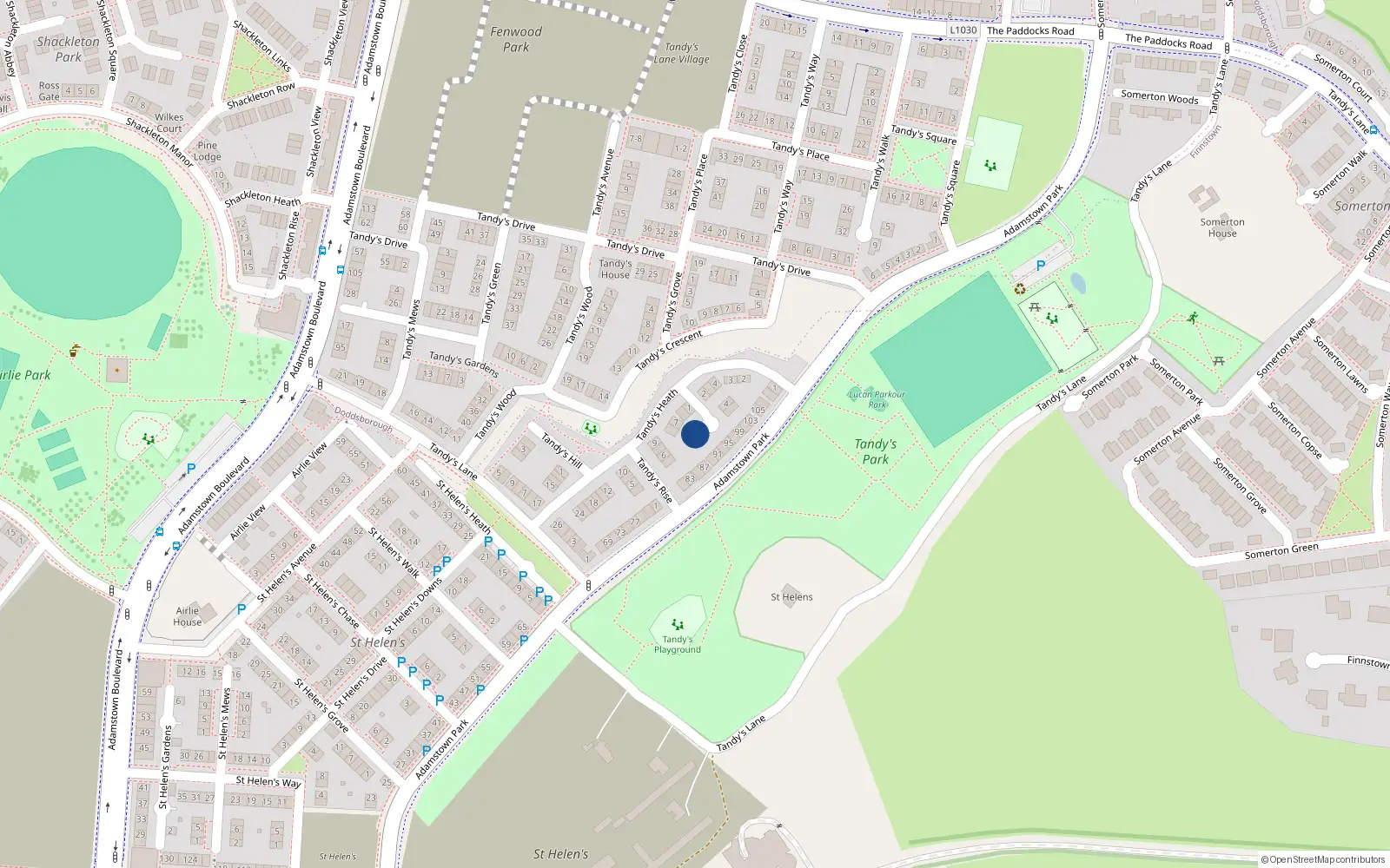 Overhead map showing the location of 3 Tandy’s Lodge, Lucan