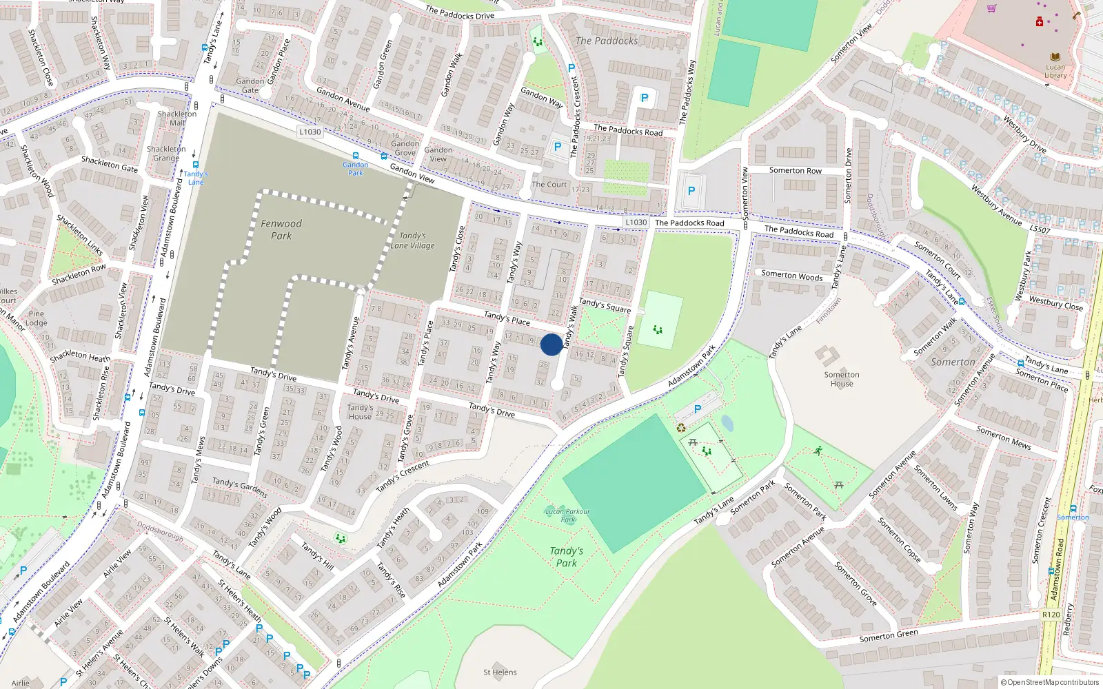 Overhead map showing the location of 3 Tandy's Place, Lucan