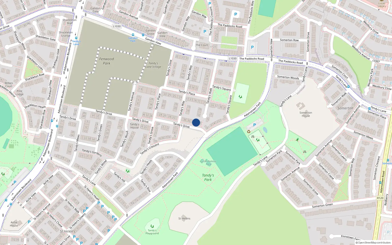 Overhead map showing the location of 3 Tandy's Drive, Lucan