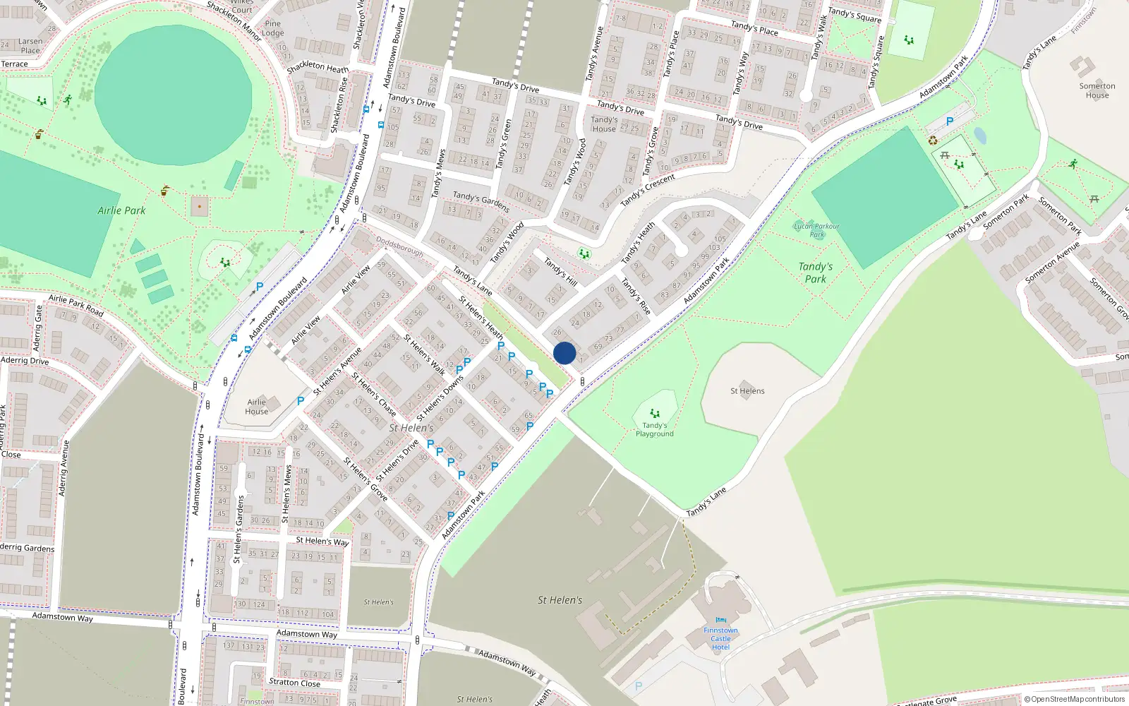 Overhead map showing the location of 3 Tandy's Lane, Adamstown