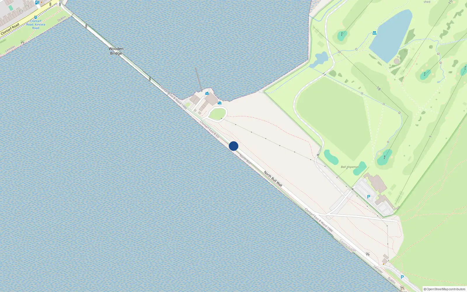 Overhead map showing the location of 3 the Cottages, North Bull Wall, Dollymount