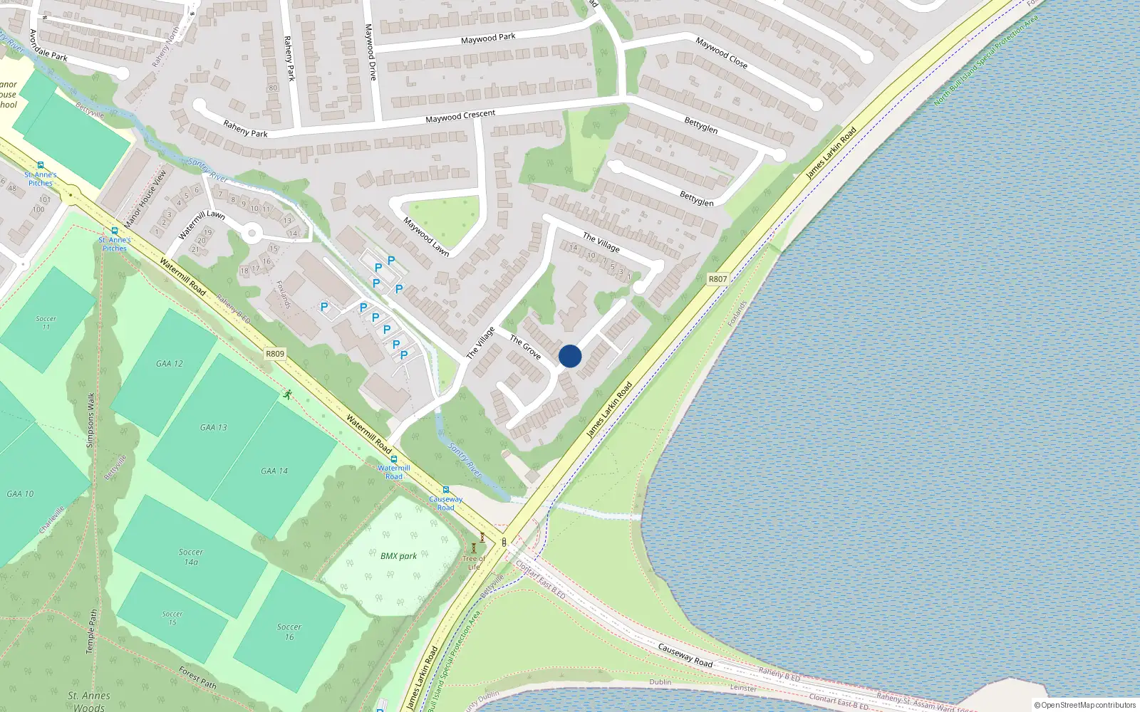 Overhead map showing the location of 3 The Court, Raheny