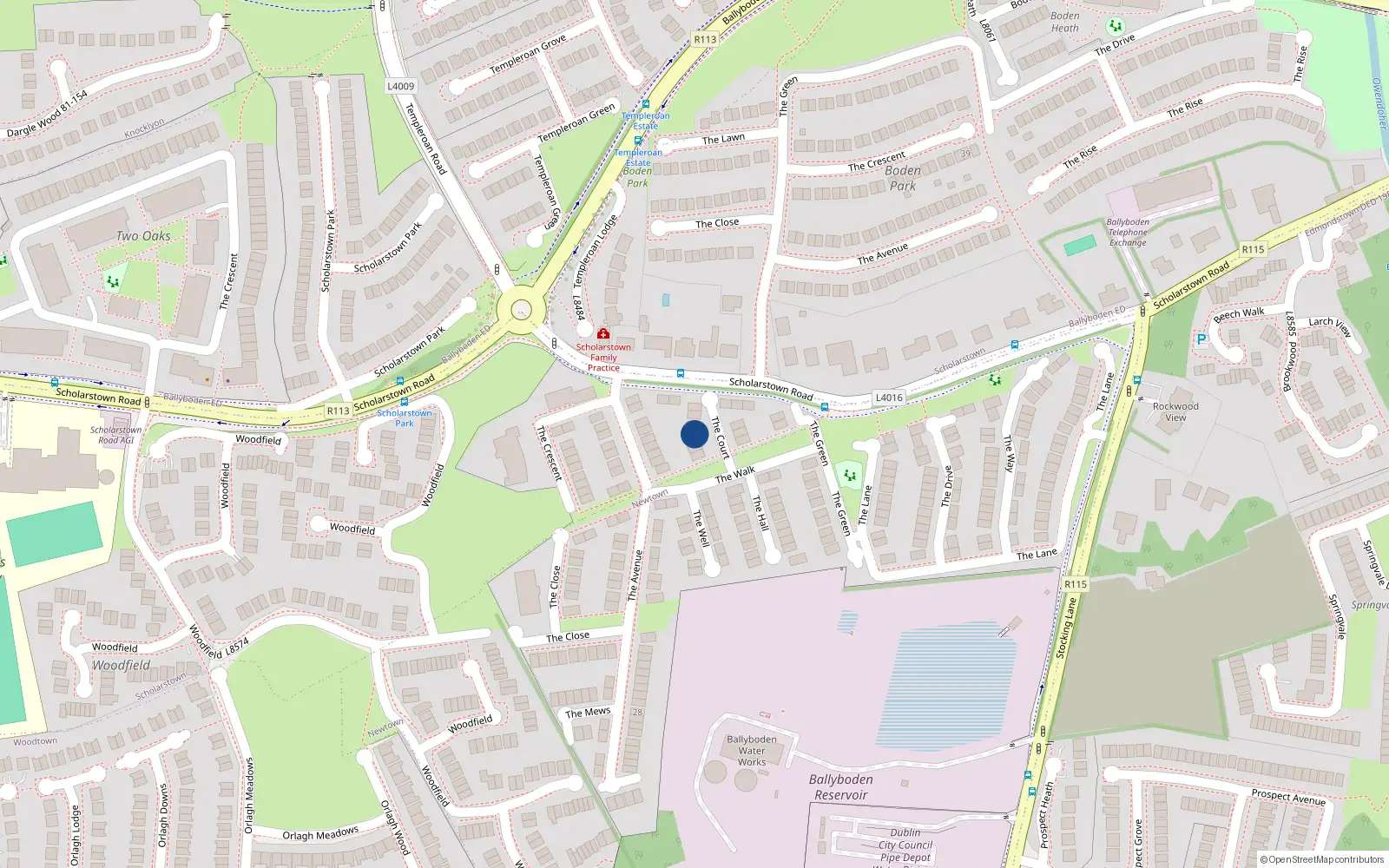 Overhead map showing the location of 3 The Court, Dublin 16