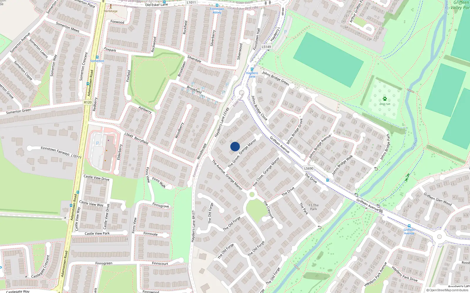 Overhead map showing the location of 3 The Grove, Lucan