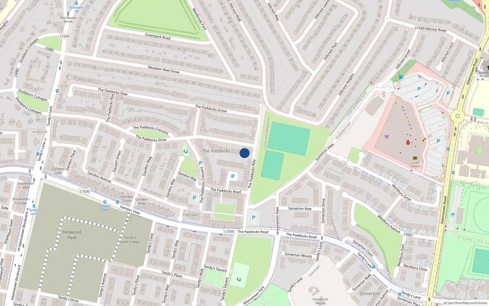Overhead map showing the location of 3 The Paddocks Drive, Lucan