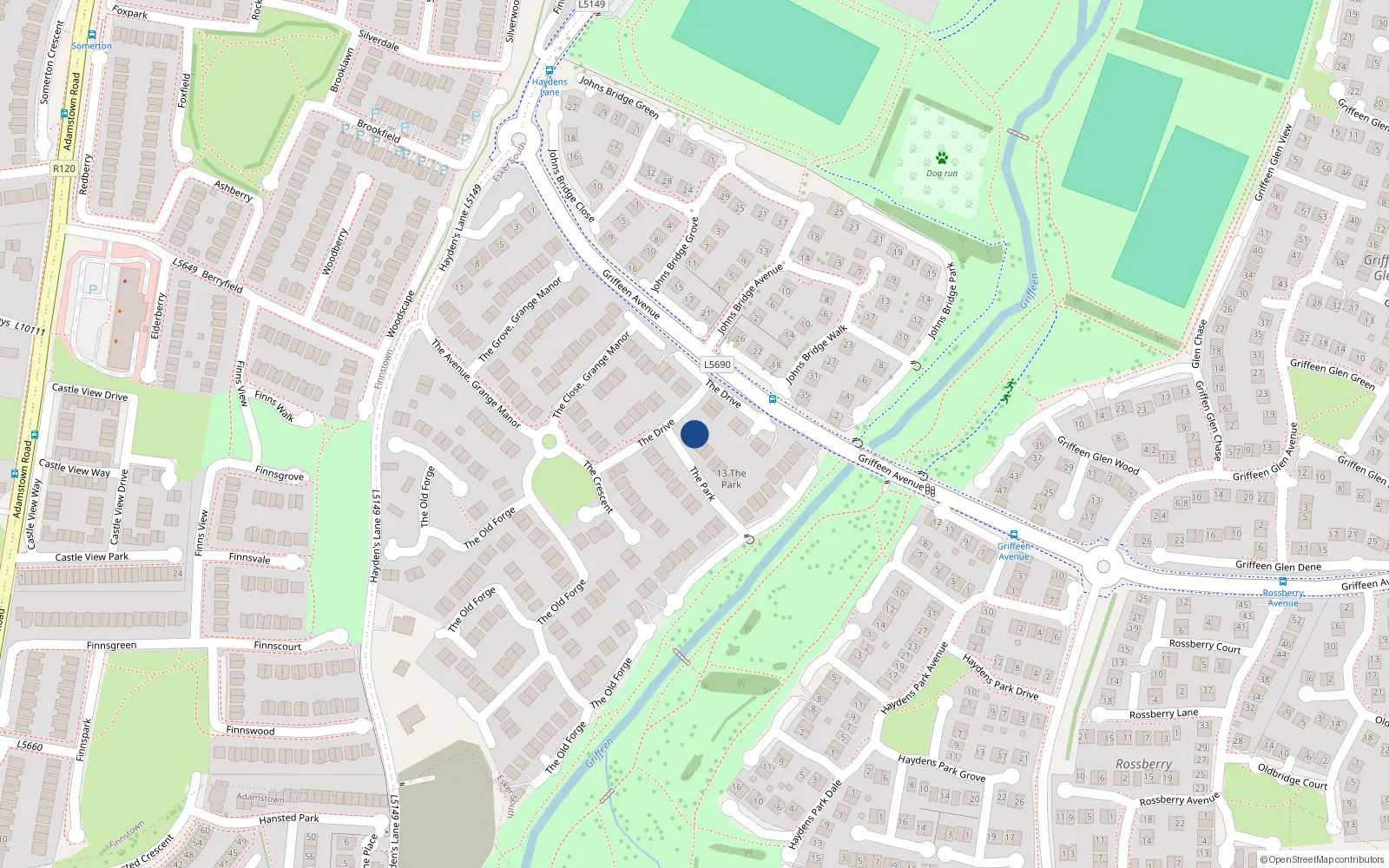 Overhead map showing the location of 3 The Park, Lucan