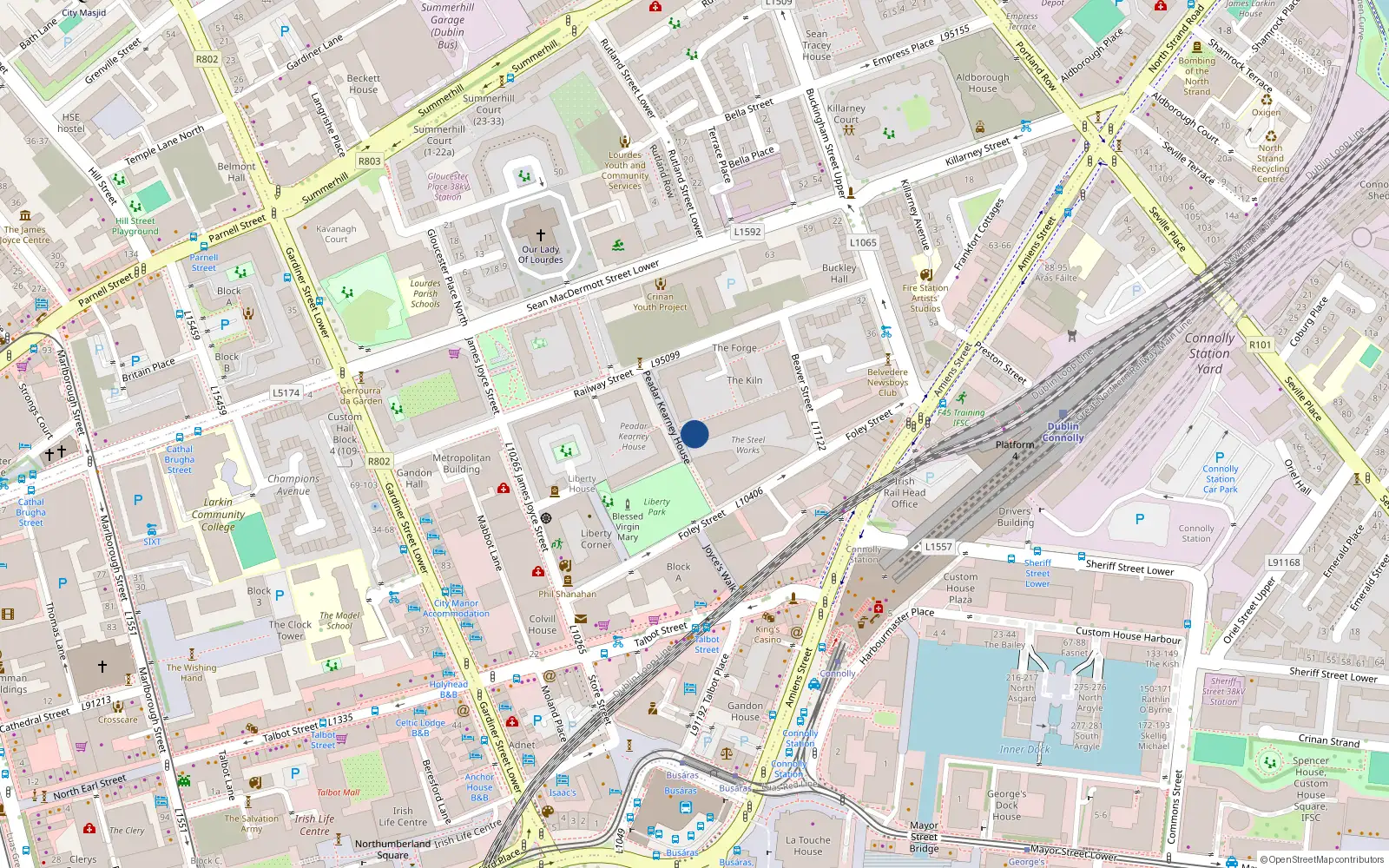Overhead map showing the location of 3 the Steelworks the Stockyard, Foley St, Dublin 1