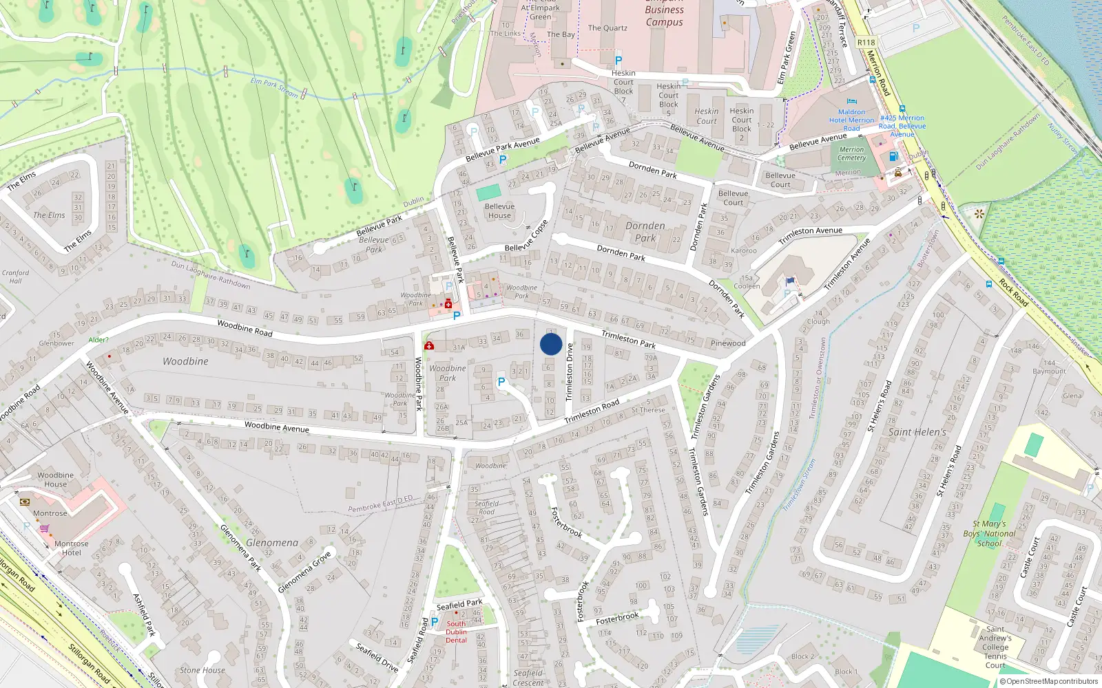 Overhead map showing the location of 3 Trimleston Drive, Trimleston or Owenstown