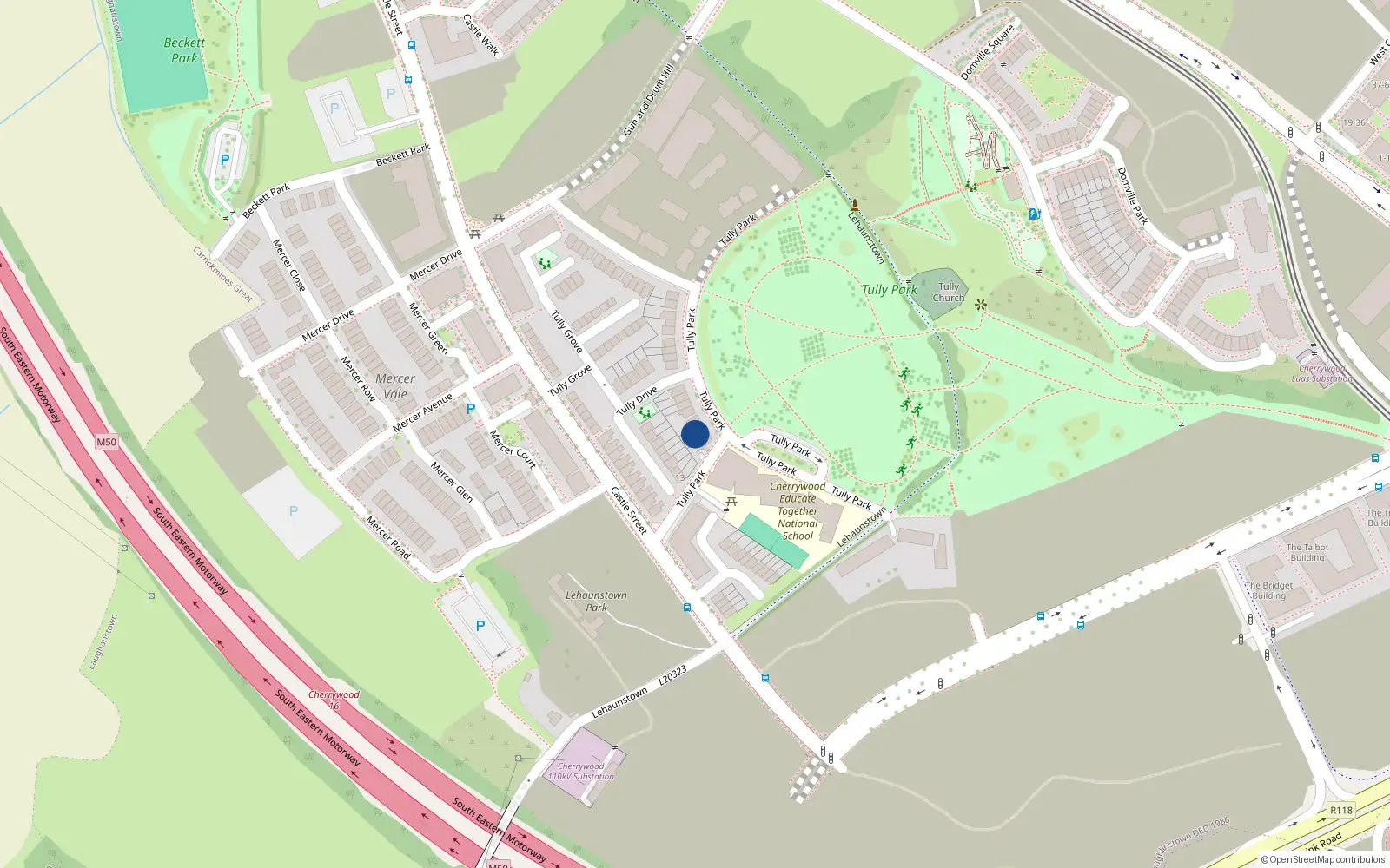 Overhead map showing the location of 3 Tully Park View, Dublin