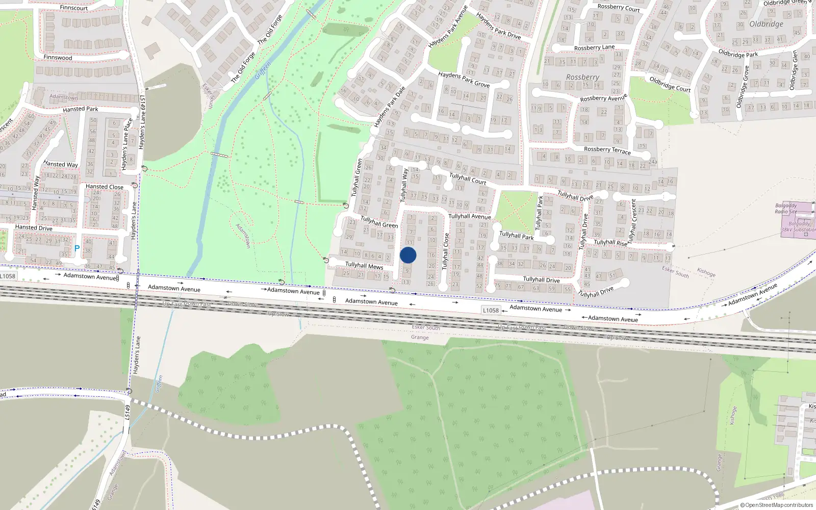 Overhead map showing the location of 3 Tullyhall Mews, Lucan, Dublin