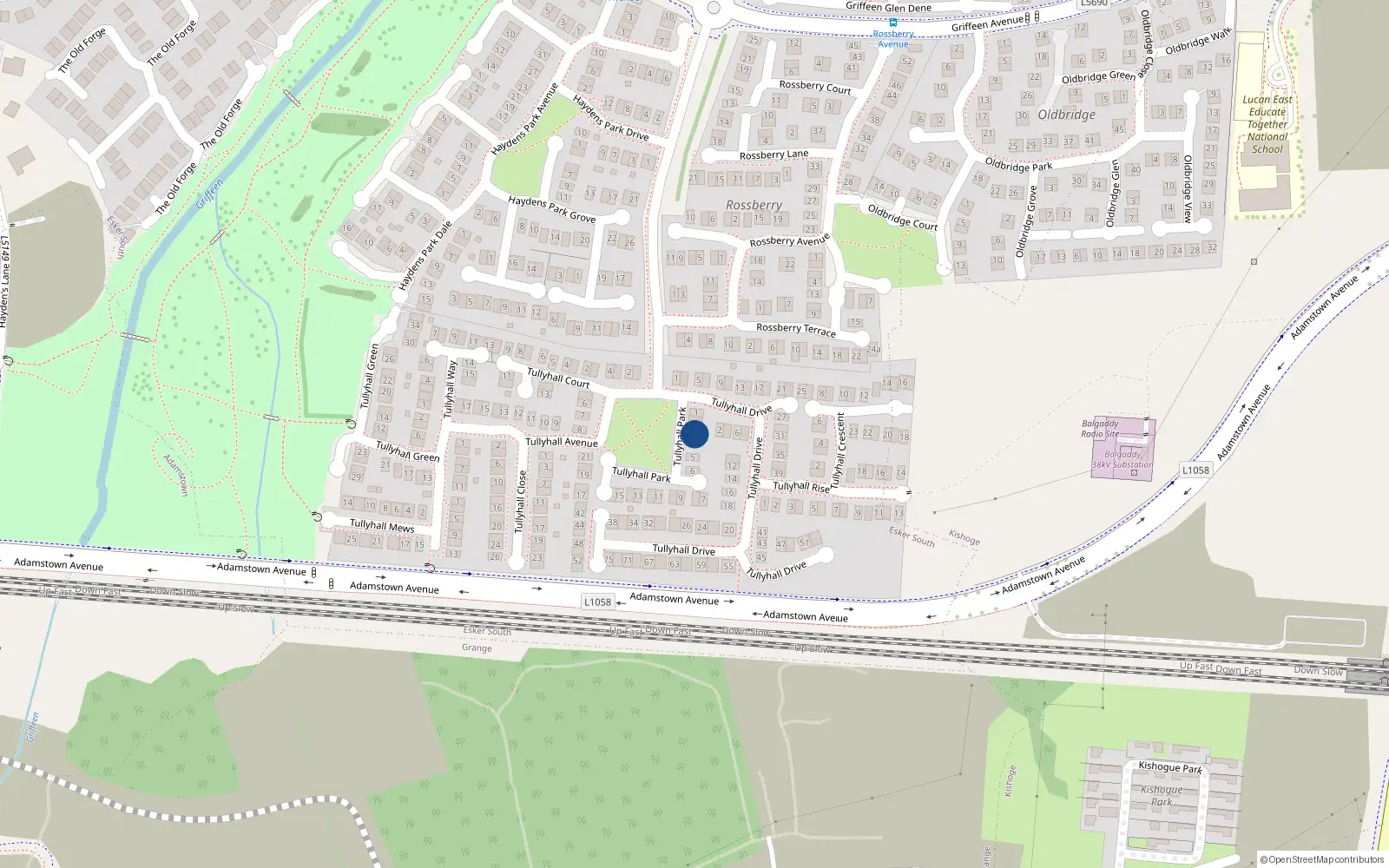 Overhead map showing the location of 3 Tullyhall Park, Lucan
