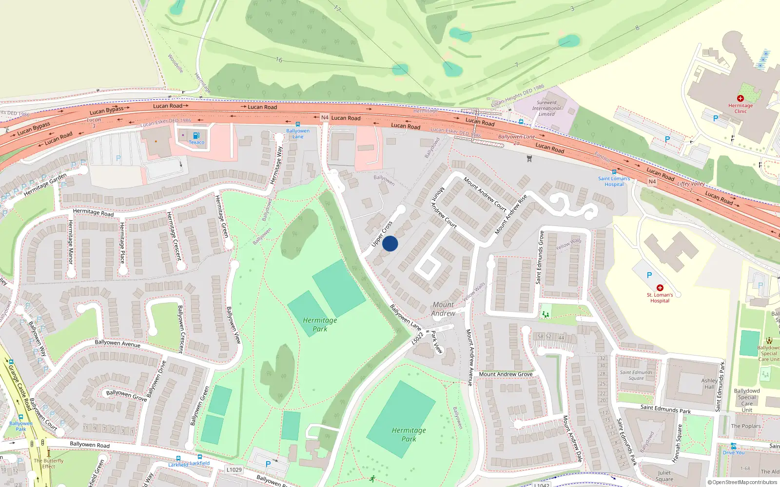 Overhead map showing the location of 3 Upper Cross, Lucan