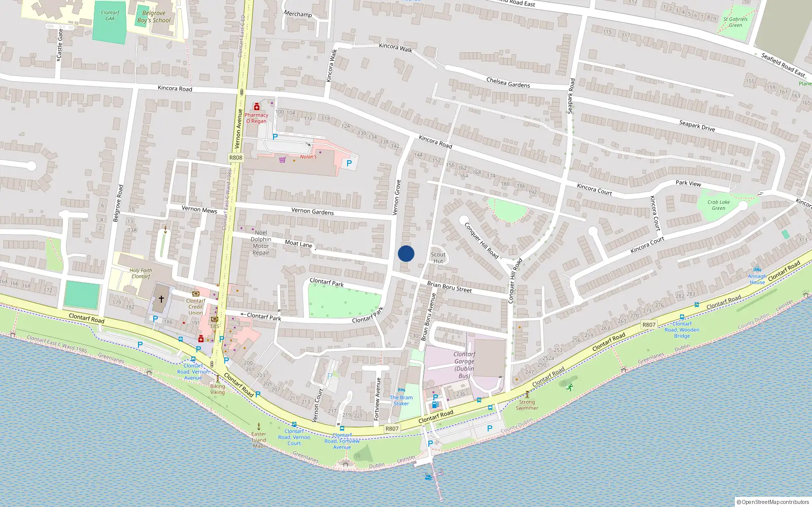 Overhead map showing the location of 3 Vernon Grove, Dublin 3