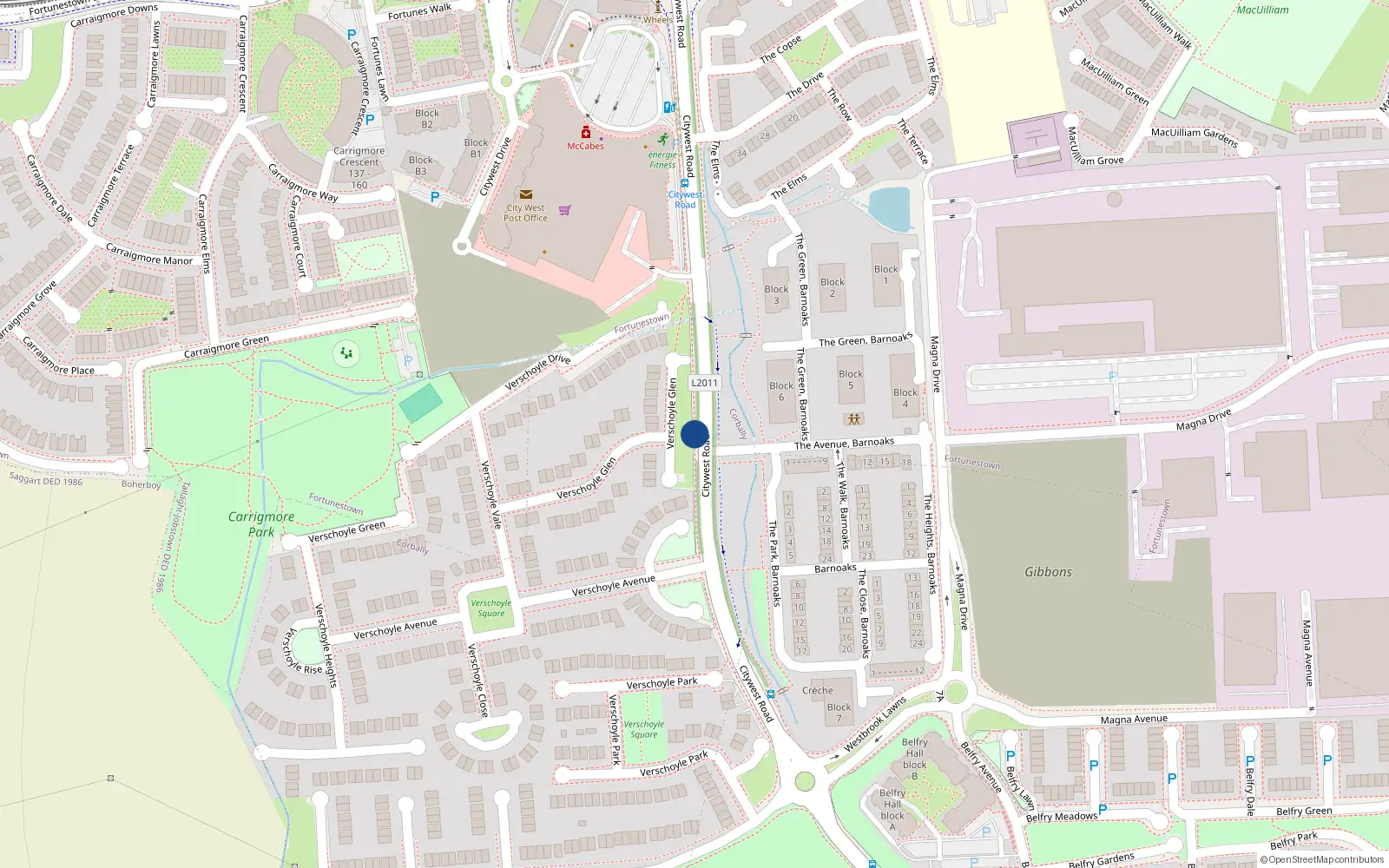 Overhead map showing the location of 3 Verschoyle Avenue, Saggart Abbey, Saggart