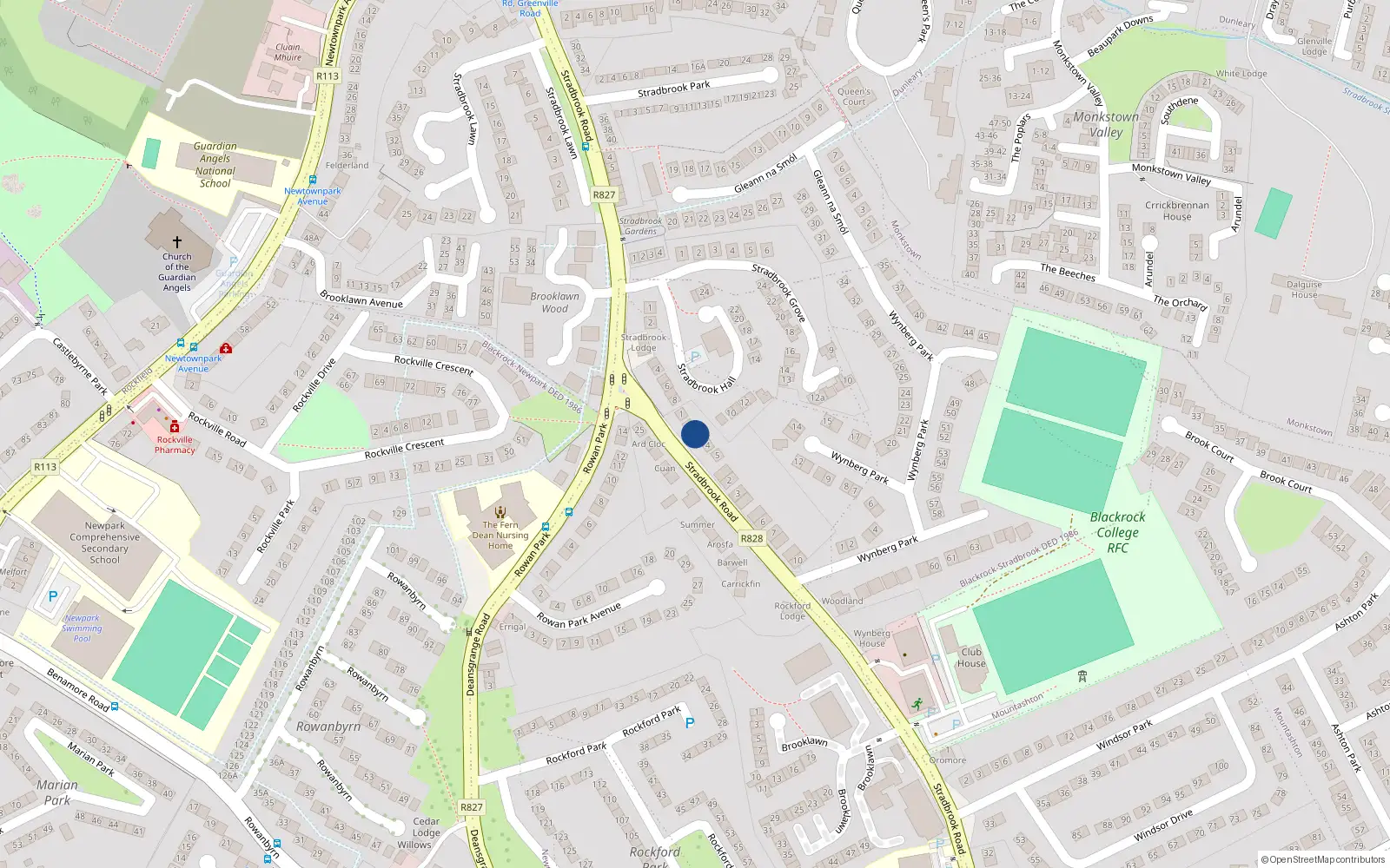 Overhead map showing the location of 3 Wansdowne, Stradbrook Road, Blackrock