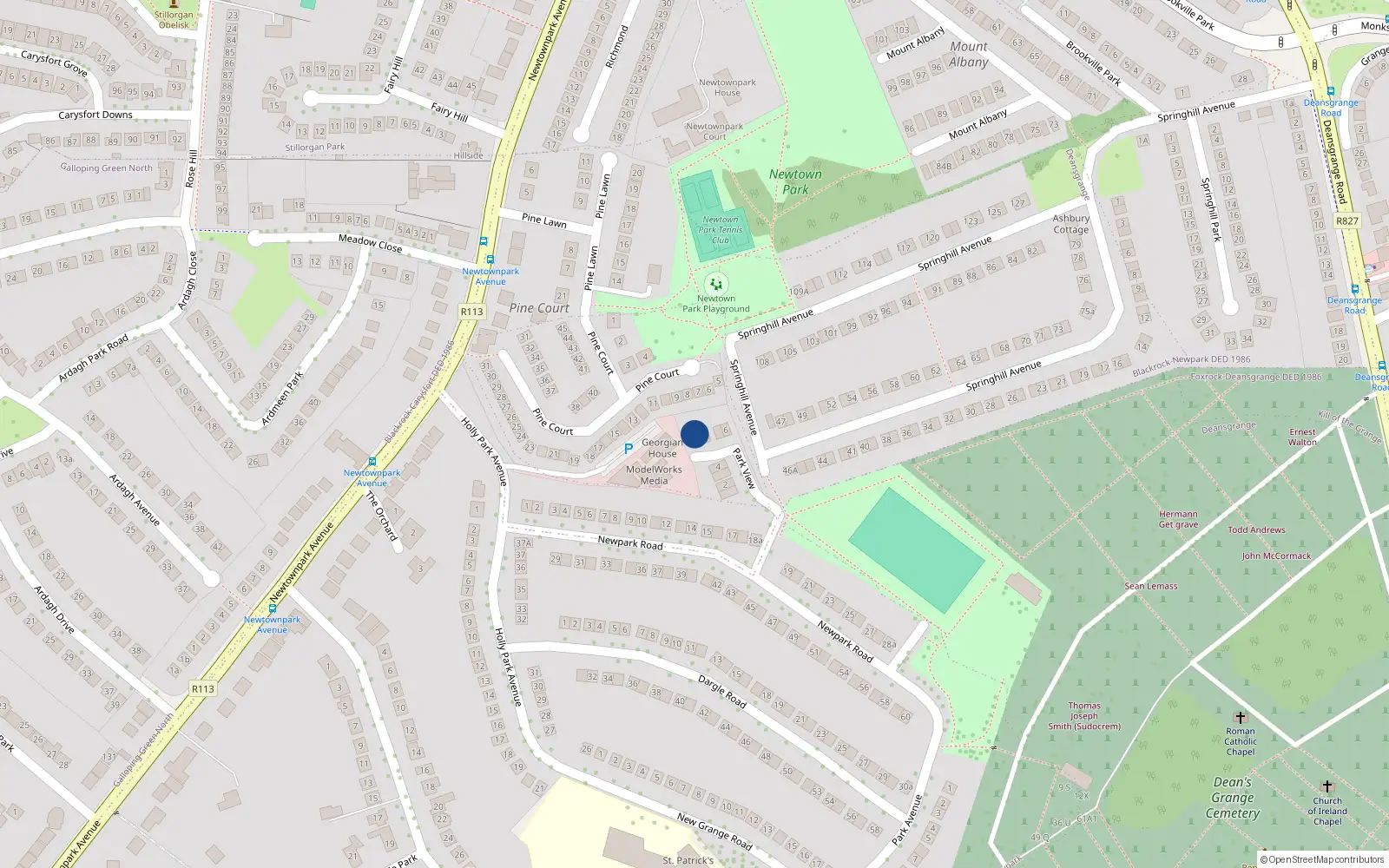 Overhead map showing the location of 3 Weavers Place, Blackrock