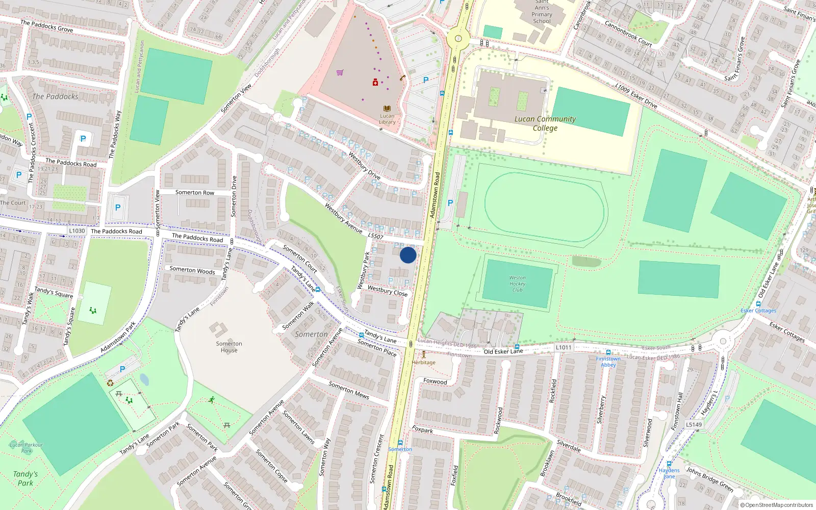 Overhead map showing the location of 3 Westbury Avenue, Lucan