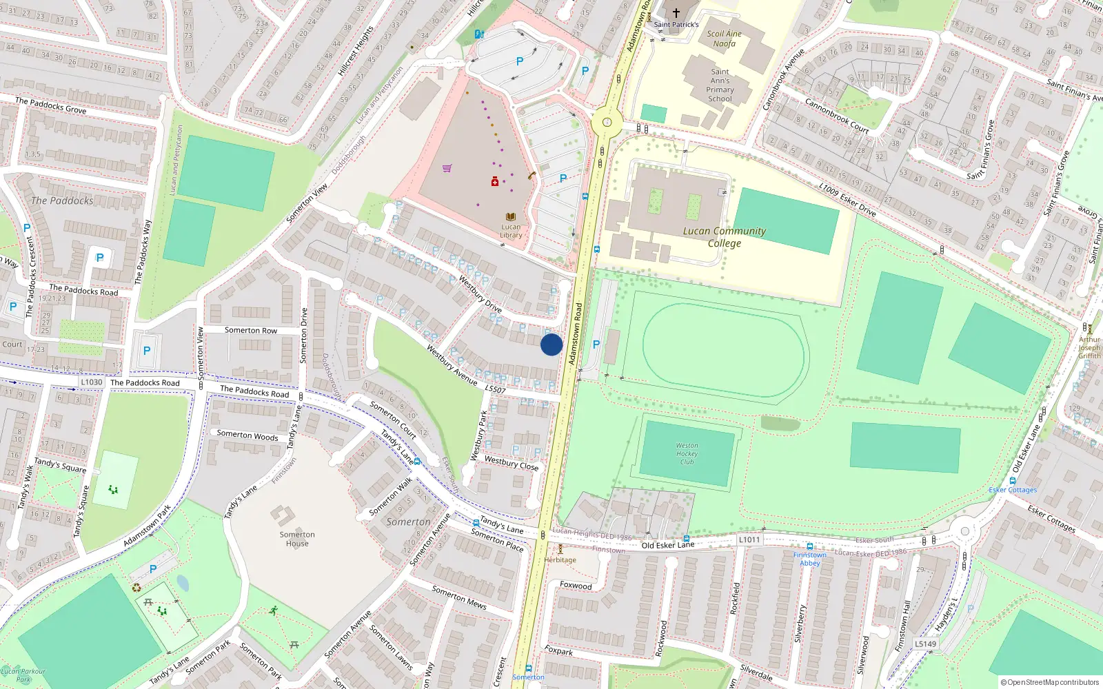 Overhead map showing the location of 3 Westbury Drive, Lucan